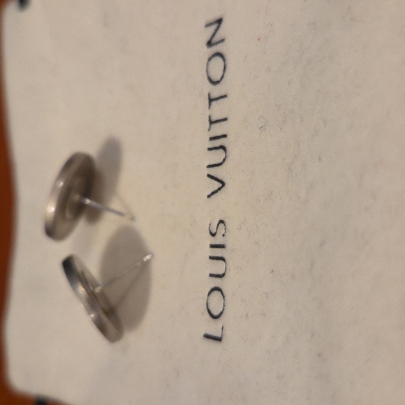 Louis Vuitton Repurposed Silver Button Logo Earrings **Make Me An Offer** - Picture 4 of 4
